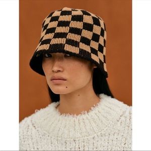 Source Unknown Checkerboard Knit Bucket Hat
